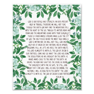 Impression Photo Psaume 46 aquarelle bible verse mur art
