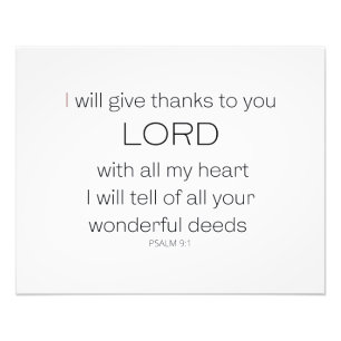 Impression Photo Psaume 9, je vous rendrai grâce, Éternel,