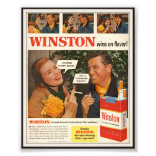 Impression Photo Publicité pour le tabac vintage de Winston 1955