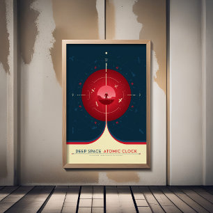 Impression Photo Publicité Sci-Fi, Horloge Atomique Rouge, Espace P