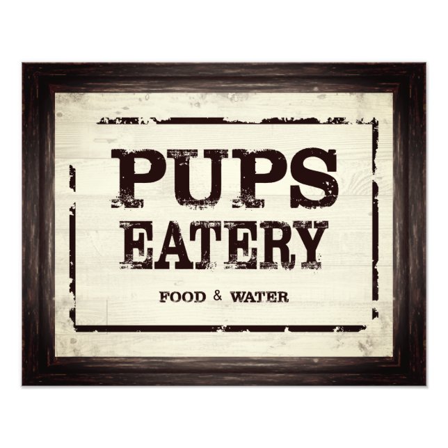 Impression Photo Pups Eatery Chien Nourriture Eau Satin Imprimer (Devant)