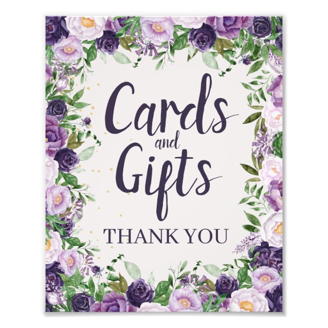 Impression Photo Purple Peonies Floral Cards and Gifts Sign (Devant)