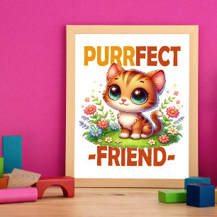 Impression Photo Purrfect Friend pun Cute orange chat chaton dessin
