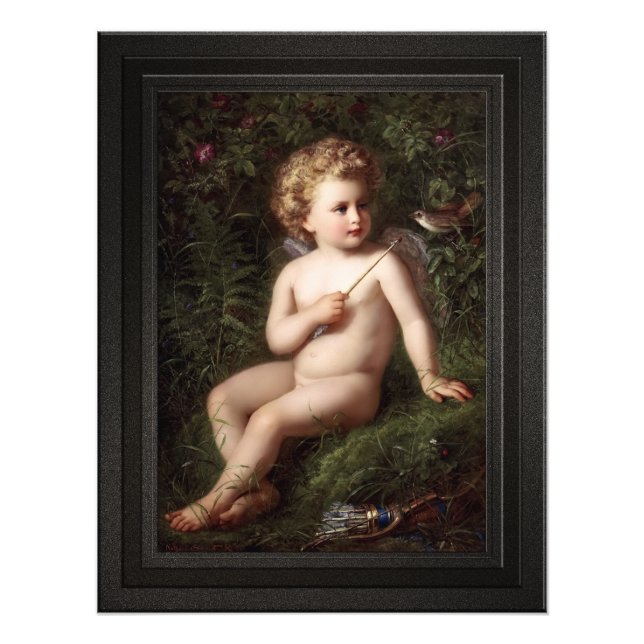 Impression Photo Putto Alimenter Une Fraise À Un Oiseau (Devant)