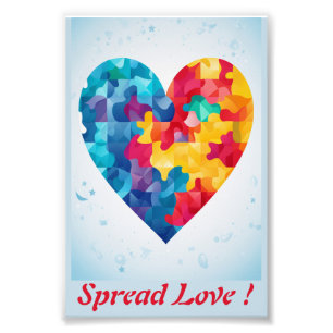 Impression Photo Puzzle d'amour Coeur arc-en-ciel Personnalisé