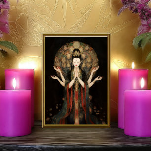 Impression Photo Quan Yin : Affiche Art Nouveau sombre de la déesse