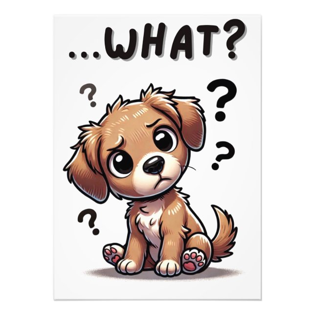 Impression Photo "...quoi ?" Adorable Confused Cartoon Puppy (Devant)