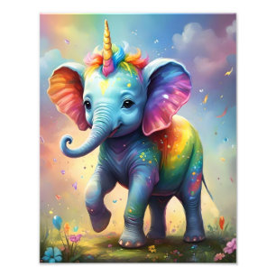Impression Photo Radiant Merveilles : Le Rainbow Baby Unicorn Eleph