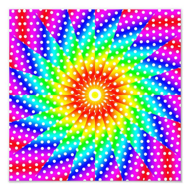 Impression Photo Rainbow Polka Dot Kaleidoscope Mandala (Devant)