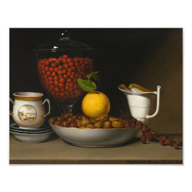 Impression Photo Raphaelle Peale - Vie morte - Fraises, Noix, (Devant)