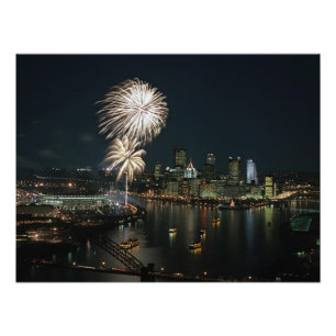 Impression Photo RARE-Pittsburgh at Night With Fireworks