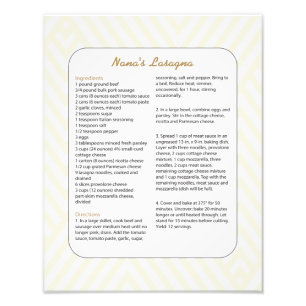 Impression Photo Recette préférée Chevron - lasagne de famille