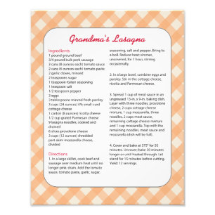 Impression Photo Recette préférée de famille rétro - lasagne