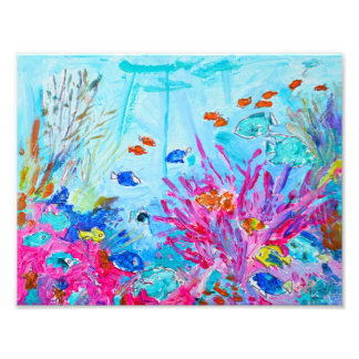 Impression Photo Récif de corail vibrant de l'océan Poisson tropica
