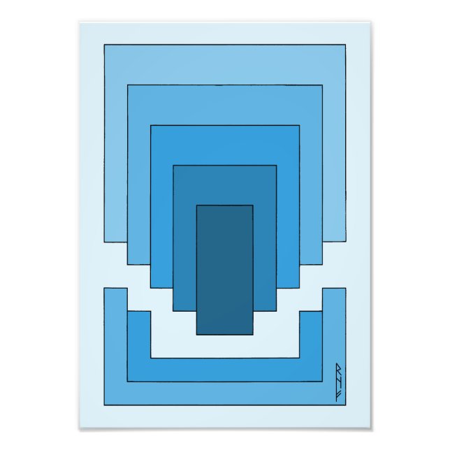 Impression Photo Rectangle Abstrait en bleu (Devant)