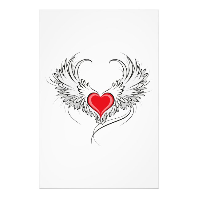 Impression Photo Red Angel Coeur avec ailes (Devant)