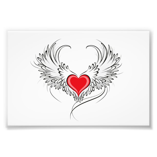 Impression Photo Red Angel Coeur avec ailes (Devant)