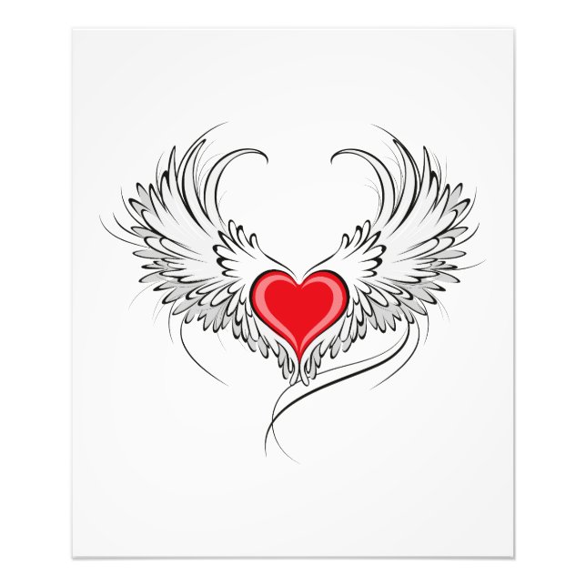 Impression Photo Red Angel Coeur avec ailes (Devant)