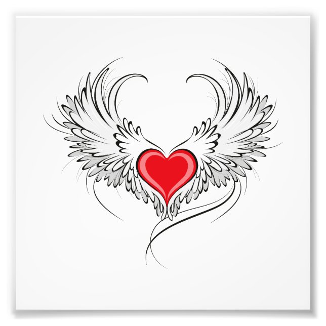 Impression Photo Red Angel Coeur avec ailes (Devant)