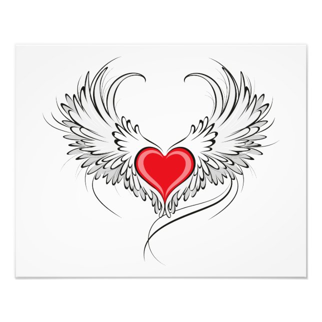 Impression Photo Red Angel Coeur avec ailes (Devant)
