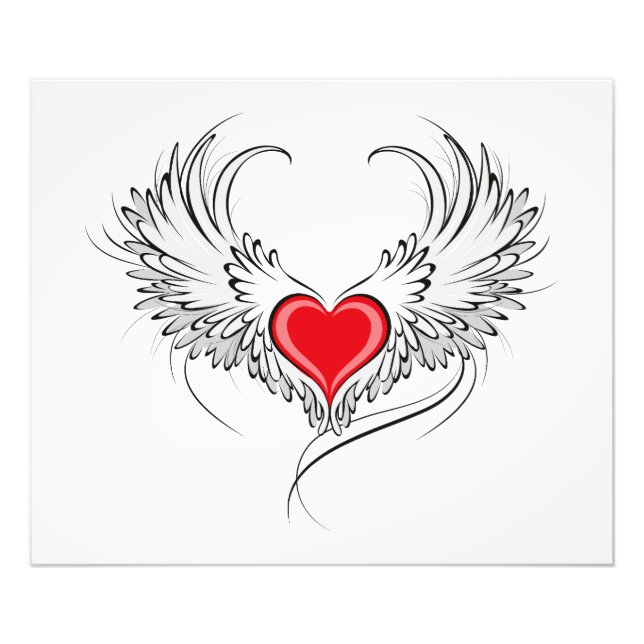 Impression Photo Red Angel Coeur avec ailes (Devant)