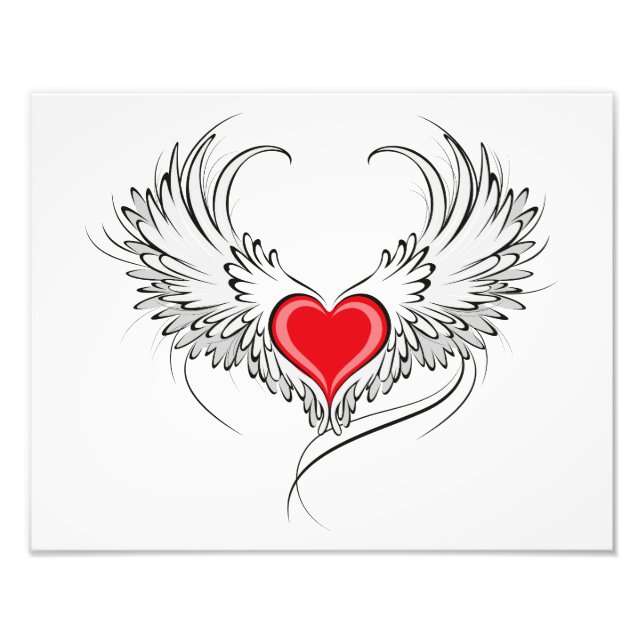 Impression Photo Red Angel Coeur avec ailes (Devant)