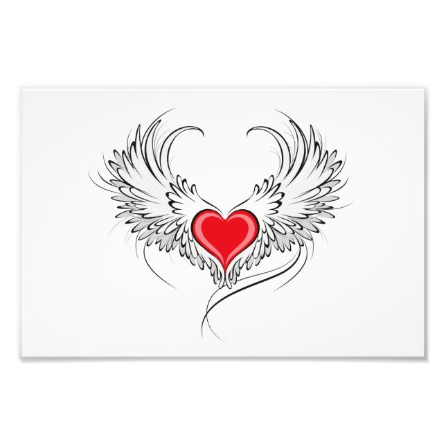 Impression Photo Red Angel Coeur avec ailes (Devant)