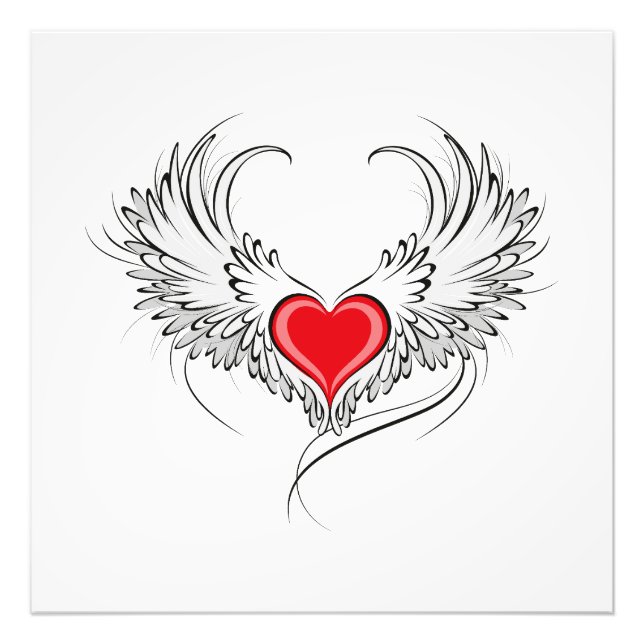 Impression Photo Red Angel Coeur avec ailes (Devant)