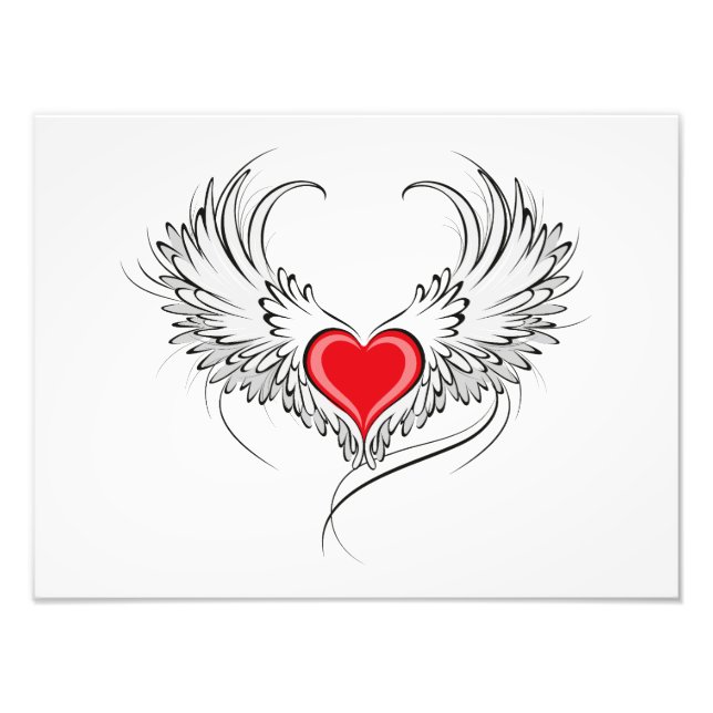 Impression Photo Red Angel Coeur avec ailes (Devant)