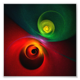 Impression Photo Red Green Yin Yang Moderne Motif d'art Abstrait #2