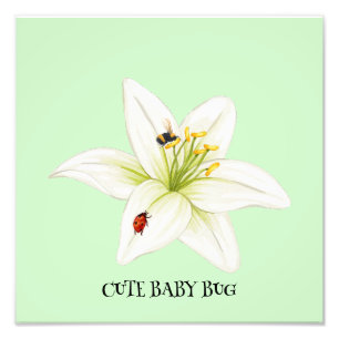 Impression Photo Red Ladybug rose Lily Flower nom personnalisé fill