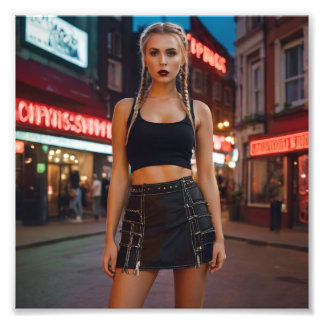 Impression Photo Red Light Blonde Pigtails Dutch Girl