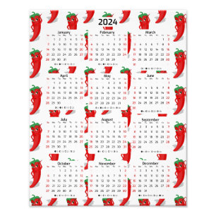 Impression Photo Red Pepper Diva Cartoon Motif 2024 Calendrier