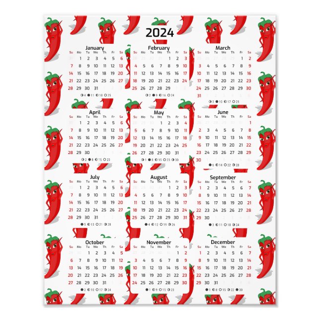 Impression Photo Red Pepper Diva Cartoon Motif 2024 Calendrier (Devant)