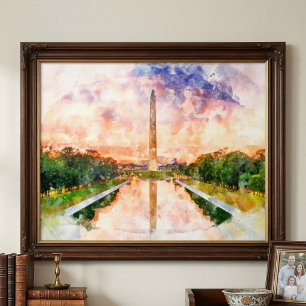 Impression Photo Reflet du coucher de soleil aquarelle du Monument