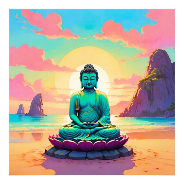 Impression Photo Reflet du coucher de soleil de Bouddha (Devant)