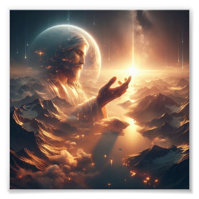 Impression Photo "Réflexion divine : Jésus en Harmonie cosmique" (Devant)