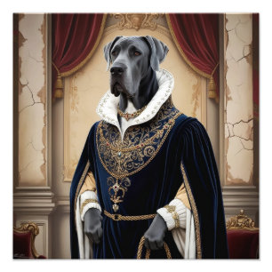 Impression Photo Regal Dog dans Renaissance Attire - Art numérique