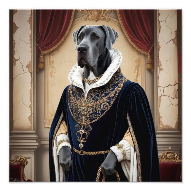 Impression Photo Regal Dog dans Renaissance Attire - Art numérique  (Devant)
