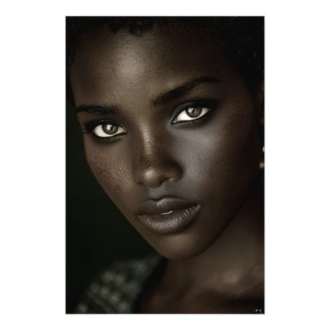 Impression Photo Regal Ebony Portrait Intense Gaze Gold Hoops (Devant)