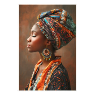Impression Photo Reine Boho : Dame africaine dans le mur traditionn