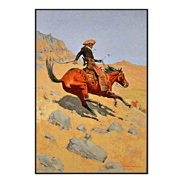 Impression Photo Remington - Le Cowboy, célèbre peinture (Devant)