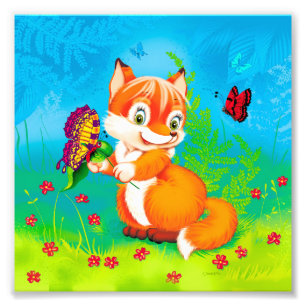 Impression Photo renard et papillon