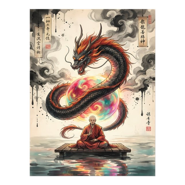 Impression Photo Rencontre Sérénité : Moine et Dragon Céleste (Devant)