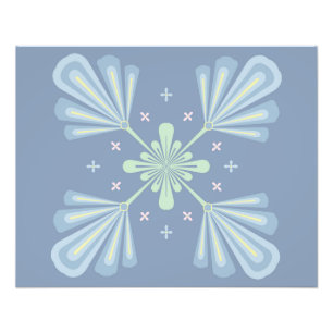 Impression Photo Répétition abstraite florale bleu pastel