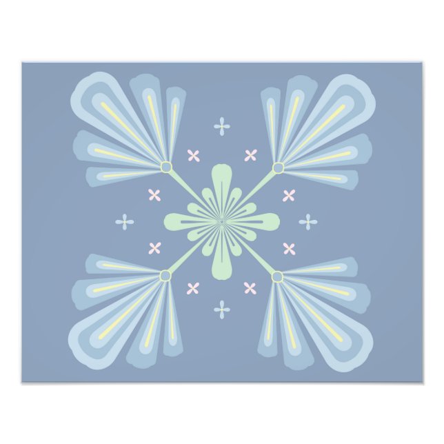 Impression Photo Répétition abstraite florale bleu pastel (Devant)