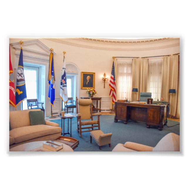 Impression Photo Réplique du Bureau Ovale de Lyndon Baines Johnson (Devant)
