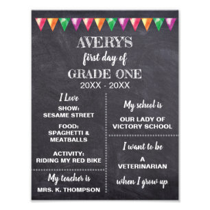 Impression Photo Retour à l'école Chalkboard À propos de moi signe