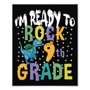 Impression Photo Retour à l'école Je suis prêt à rocher Dino 9e ann