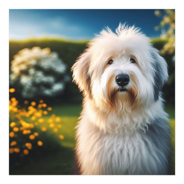 Impression Photo Retrato de um  Old English Sheepdog ao Entardecer (Devant)